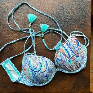 Push up Victoria’s Secret swim suit top. Fun tassel back in discontinued print.